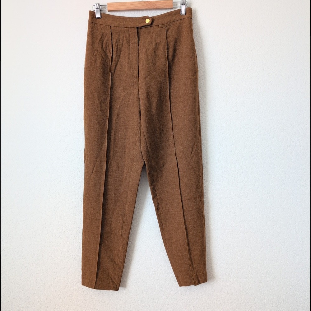 Vintage Burberry's 100% Wool Pants Womens 10 High Rise Pleated Trouser 29x30 Lux - Picture 8 of 10